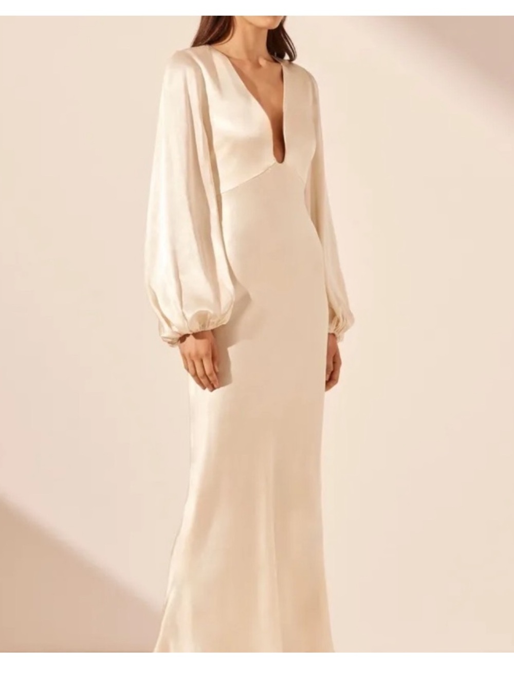 Shona Joy Satin Plunge Maxi Dress in Ivory - Picture 3 of 4